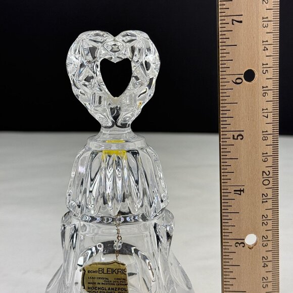 Vintage Hofbauer Echt Bleikristall Hand-Cut Lead Crystal Bell With Heart Handle - Picture 9 of 9